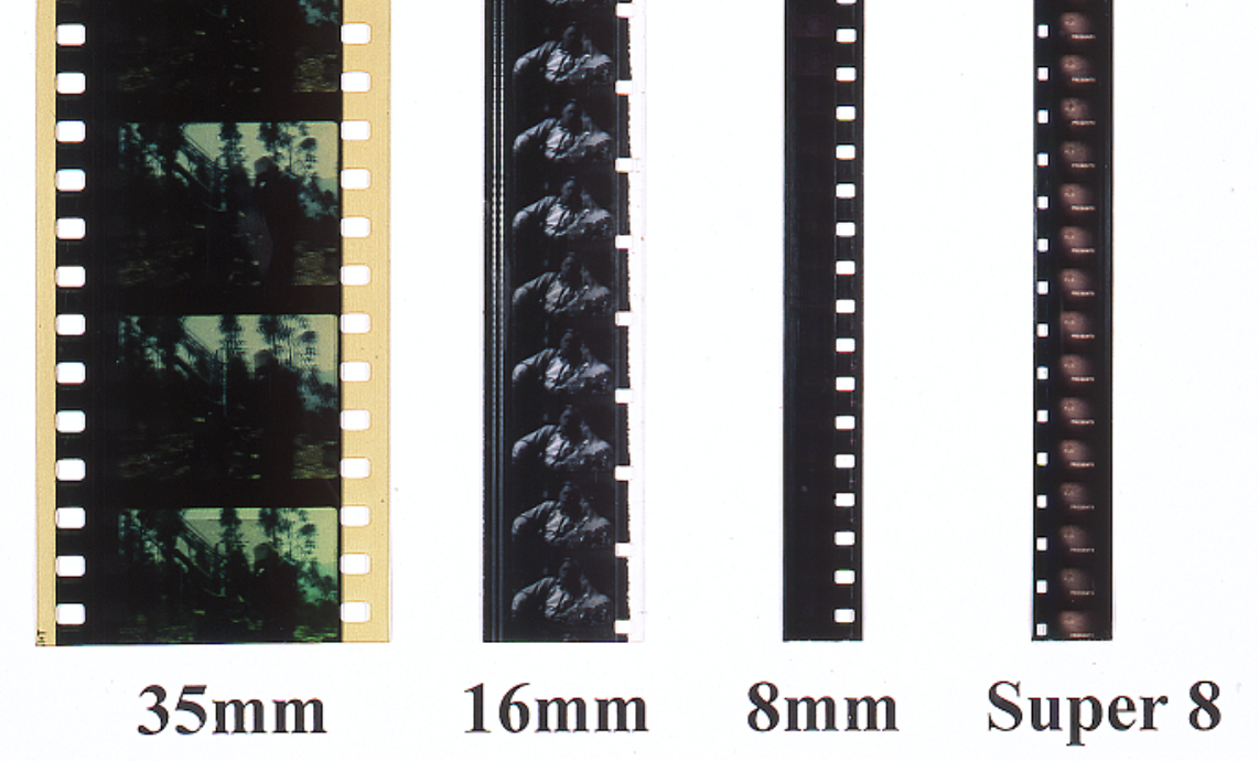 Compara&ccedil;&atilde;o visual entre filmes 8mm, Super 8, 16mm e 35mm